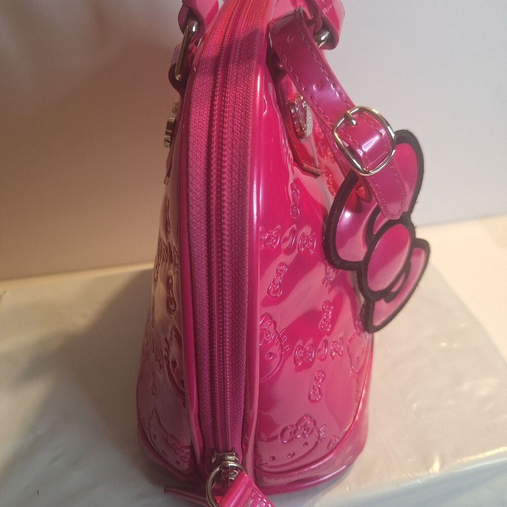 Hello Kitty Pink Patent Embossed Logo Sanrio Loungefly Satchel Handbag - Picture 4 of 12